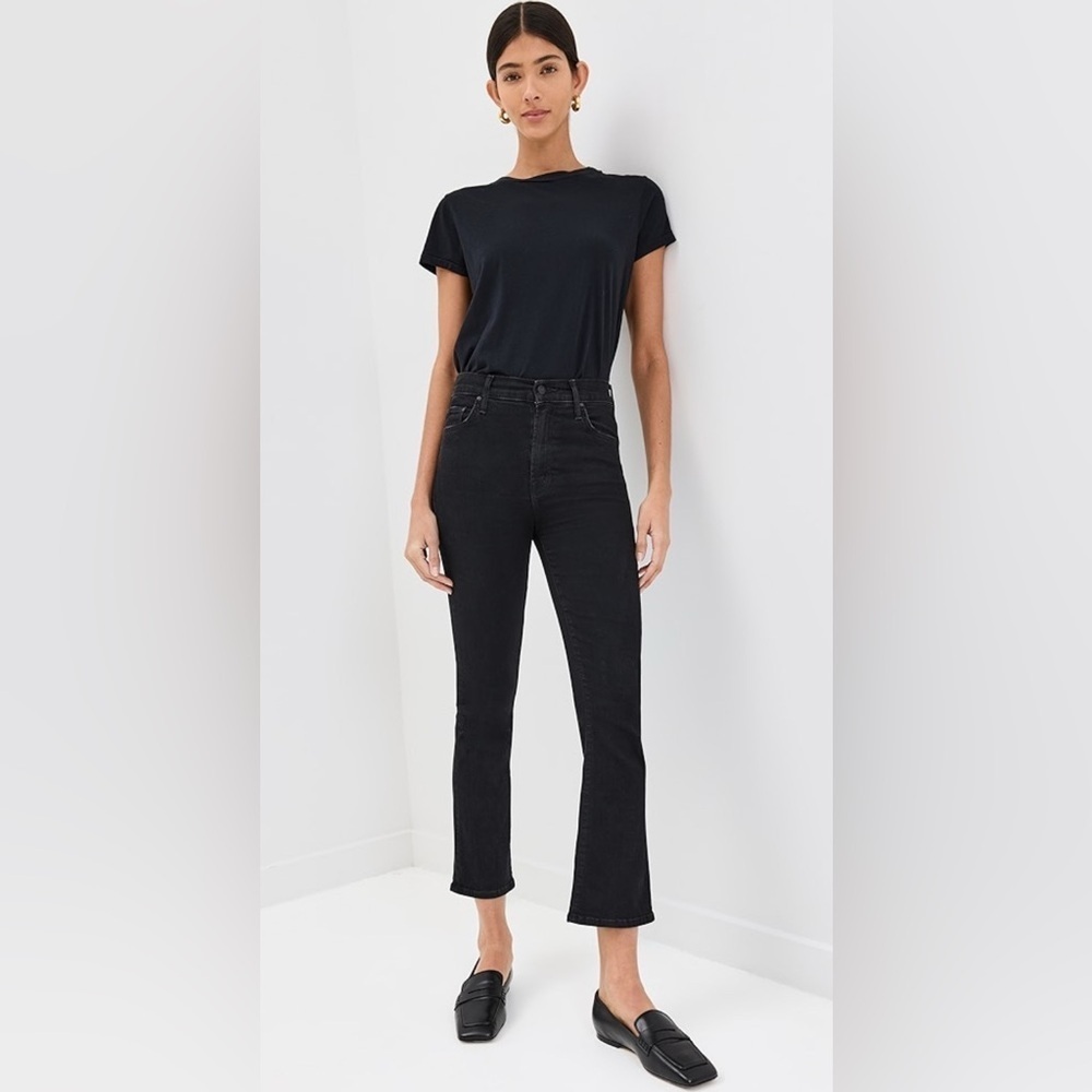 MOTHER The Insider Crop Step Fray Jeans in Not Guilty Black Sz 24